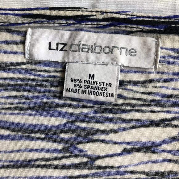 Liz Claiborne Blue & Cream Blouse - Picture 2 of 5